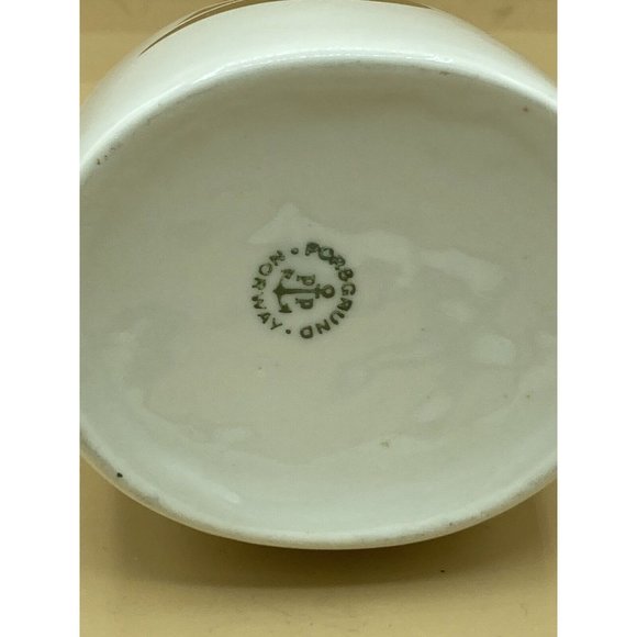 Porsgrund Norway Varefakta Cruet Vase P555 White Gold Bird Emblem 5.5” x 3.5” - Picture 9 of 9